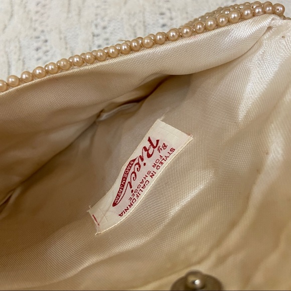 Vintage, Ricci, Creamy Pearl Beaded 2-way Clutch-Crossbody 8in x 4.5in - Picture 5 of 5
